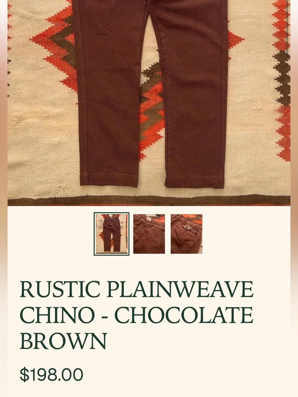 NWOT Wythe NY Men's Chocolate Brown Chino Pants